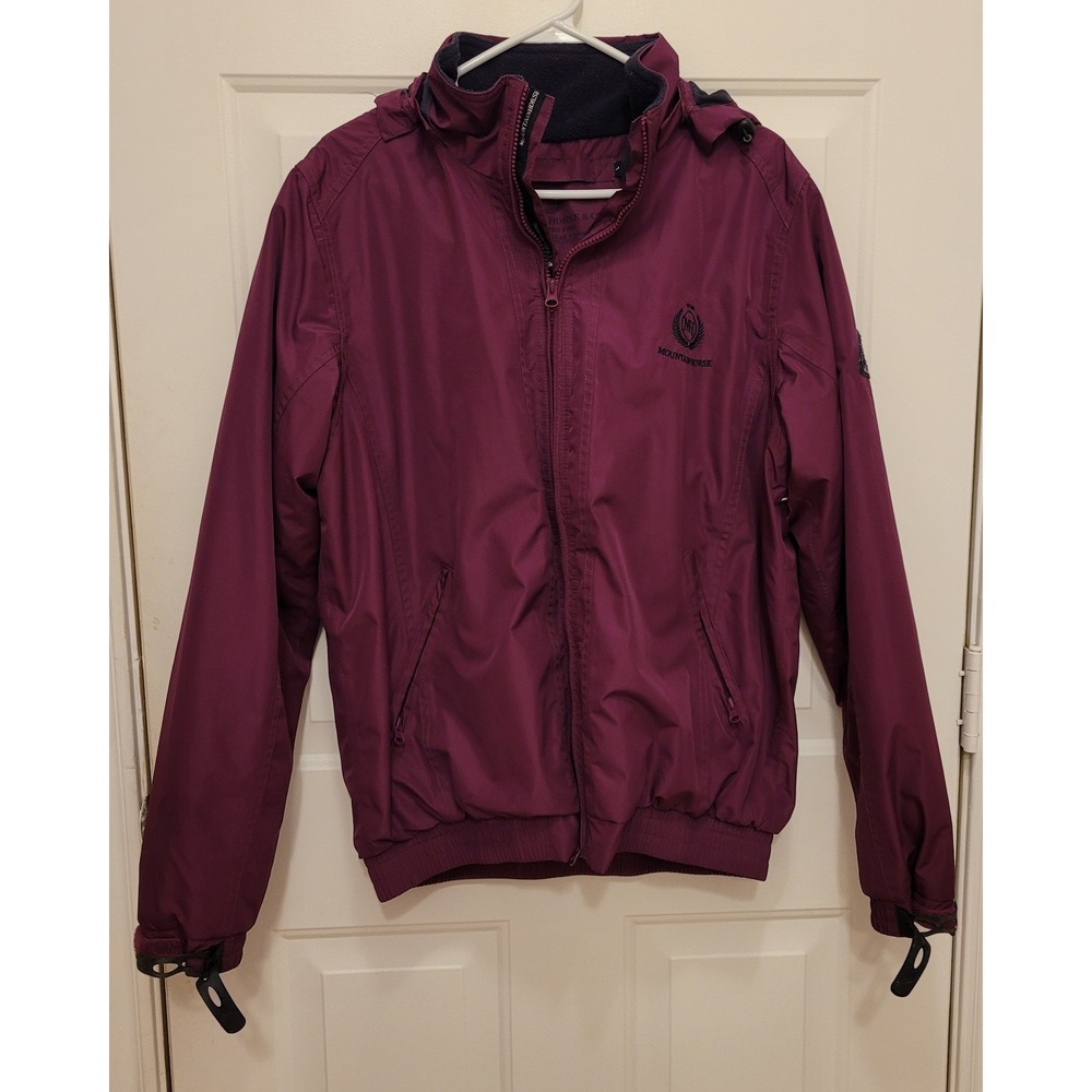 mountain horse co L Red/Wine Lined zip up Jacket. Removable hood. Vented Back.
